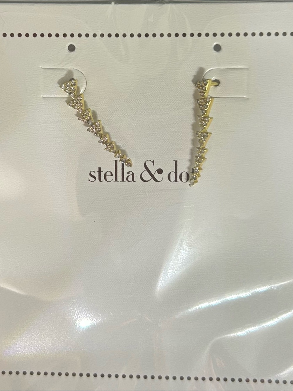 Stella & Dot Gold Paver Triangle Ear Climbers